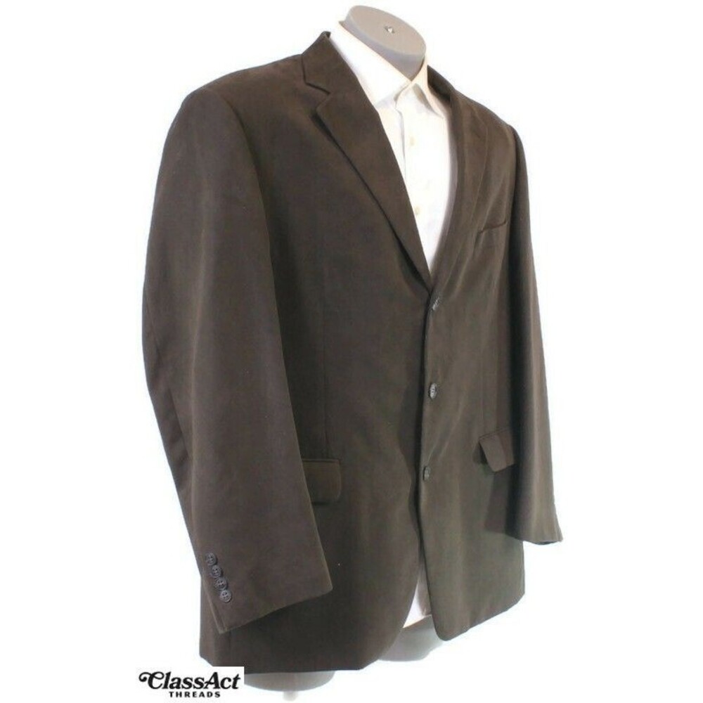 Fumagalli Men's Brown Suede Polyester 3 Button Blazer Jacket 48R